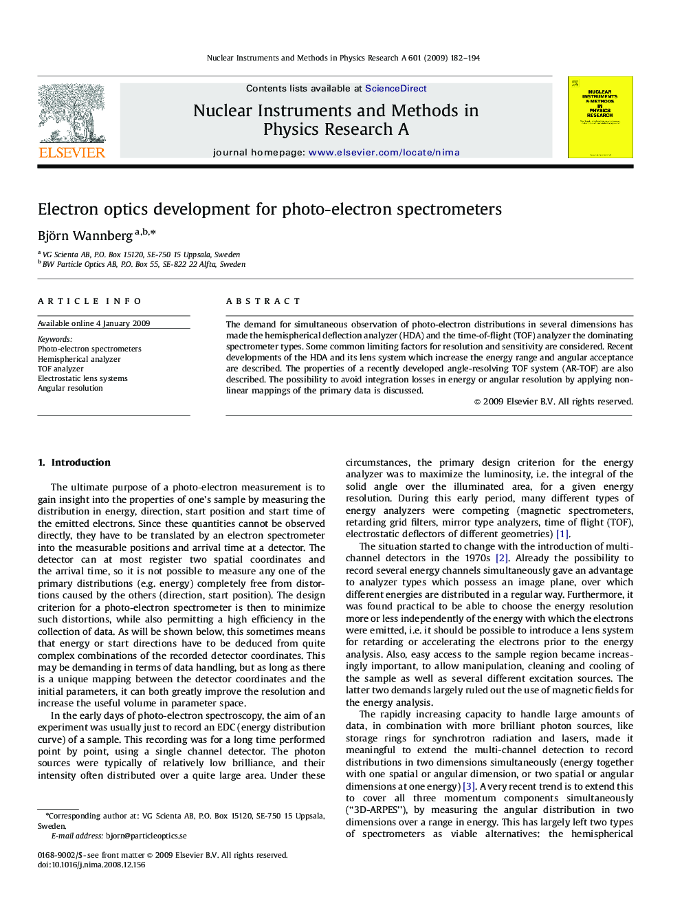 Electron optics development for photo-electron spectrometers