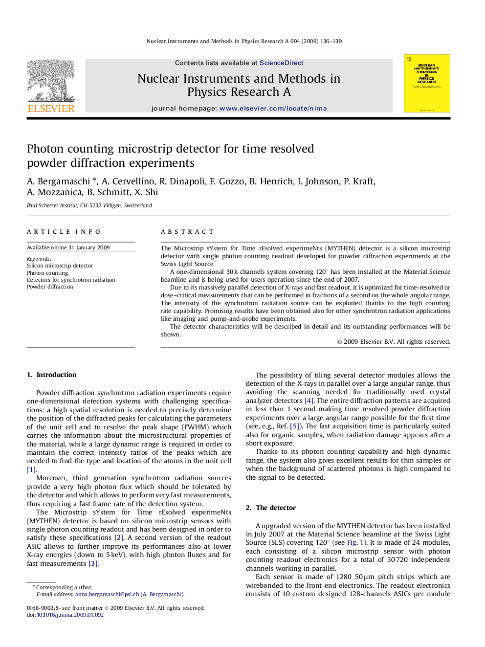 Photon counting microstrip detector for time resolved powder diffraction experiments