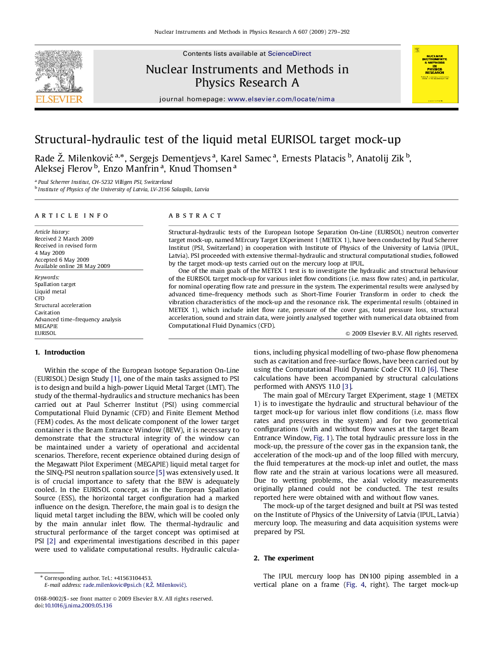 Structural-hydraulic test of the liquid metal EURISOL target mock-up