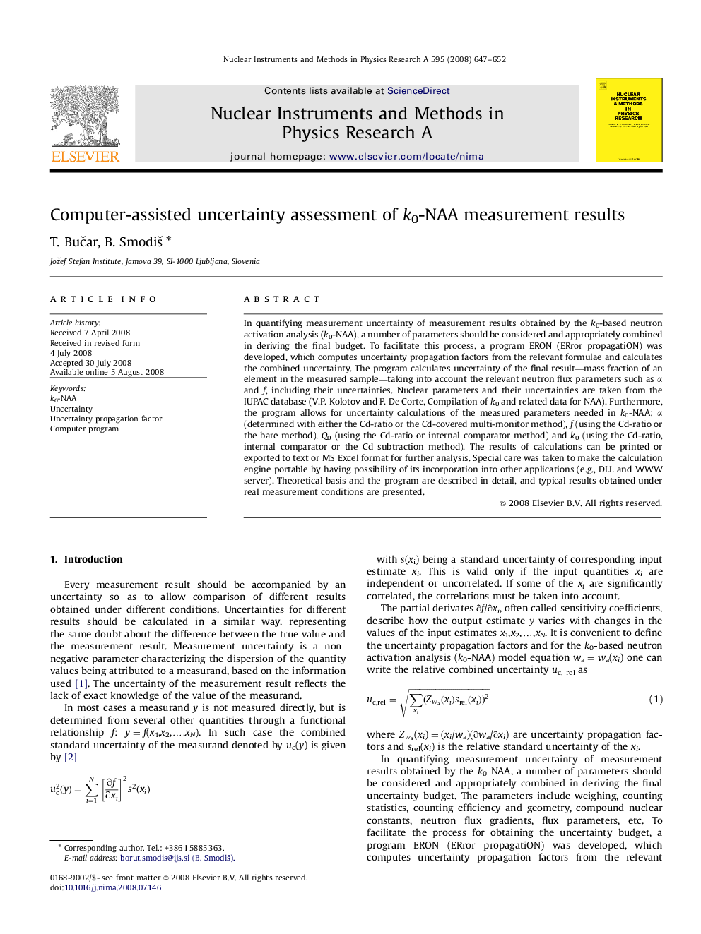 Computer-assisted uncertainty assessment of k0-NAA measurement results