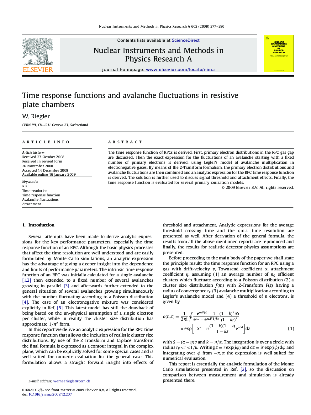 Time response functions and avalanche fluctuations in resistive plate chambers