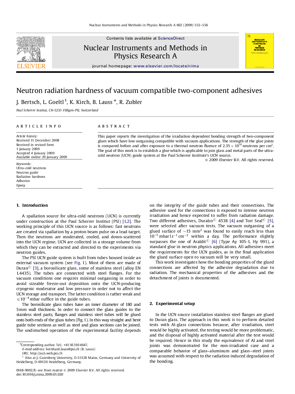 Neutron radiation hardness of vacuum compatible two-component adhesives