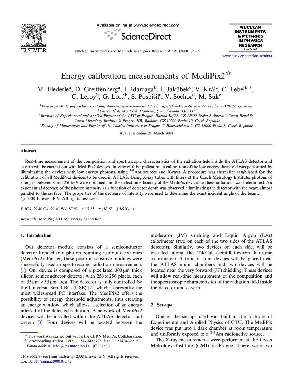 Energy calibration measurements of MediPix2 