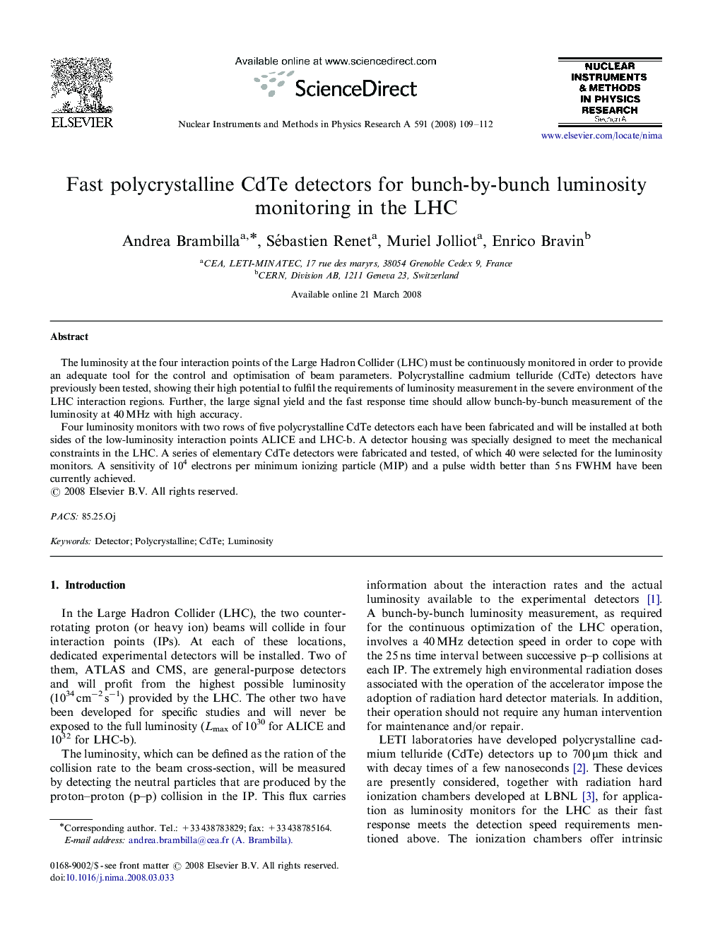 Fast polycrystalline CdTe detectors for bunch-by-bunch luminosity monitoring in the LHC