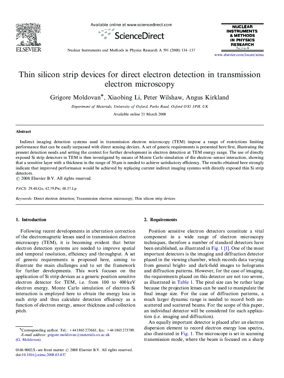 Thin silicon strip devices for direct electron detection in transmission electron microscopy