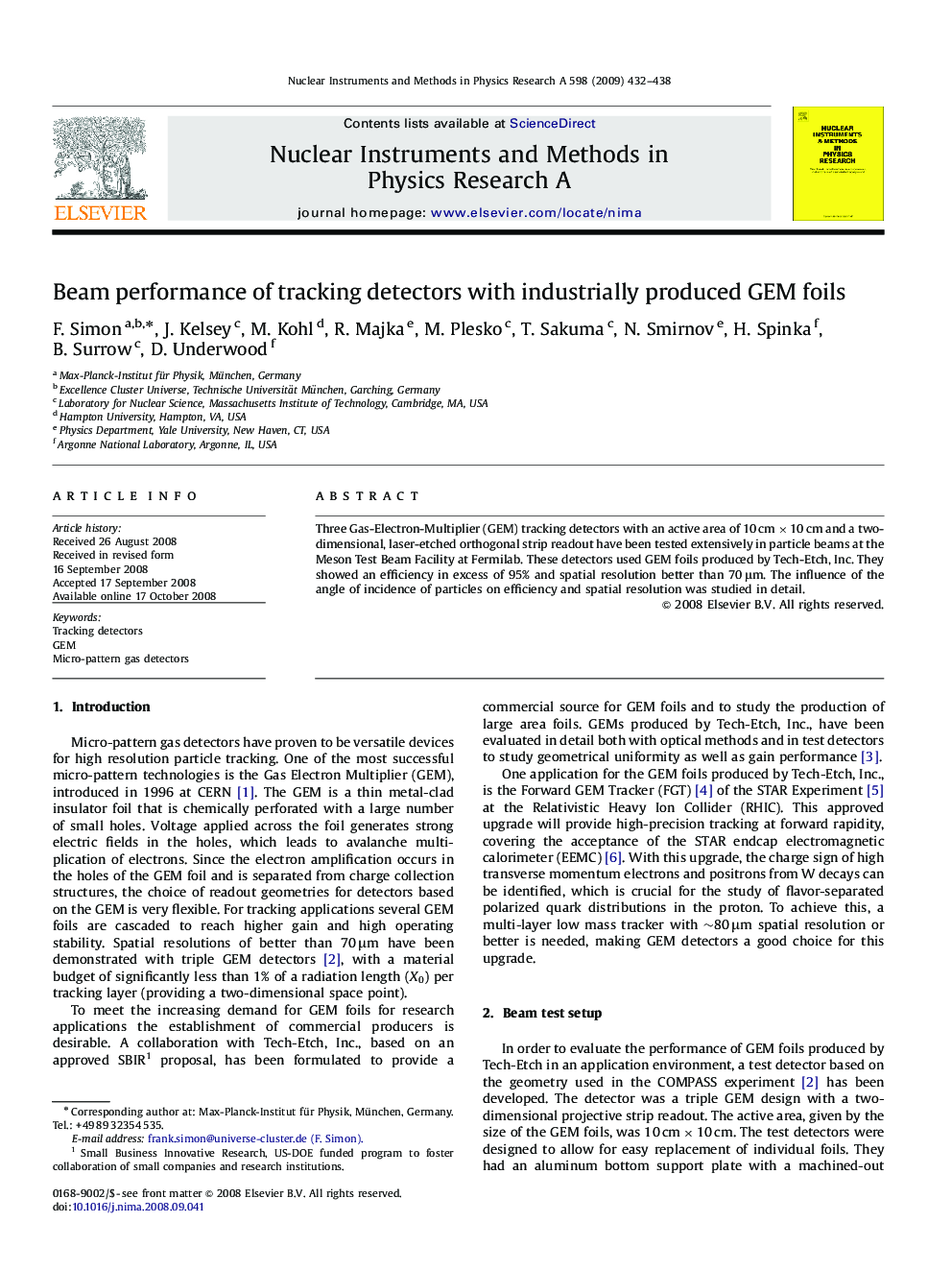 Beam performance of tracking detectors with industrially produced GEM foils