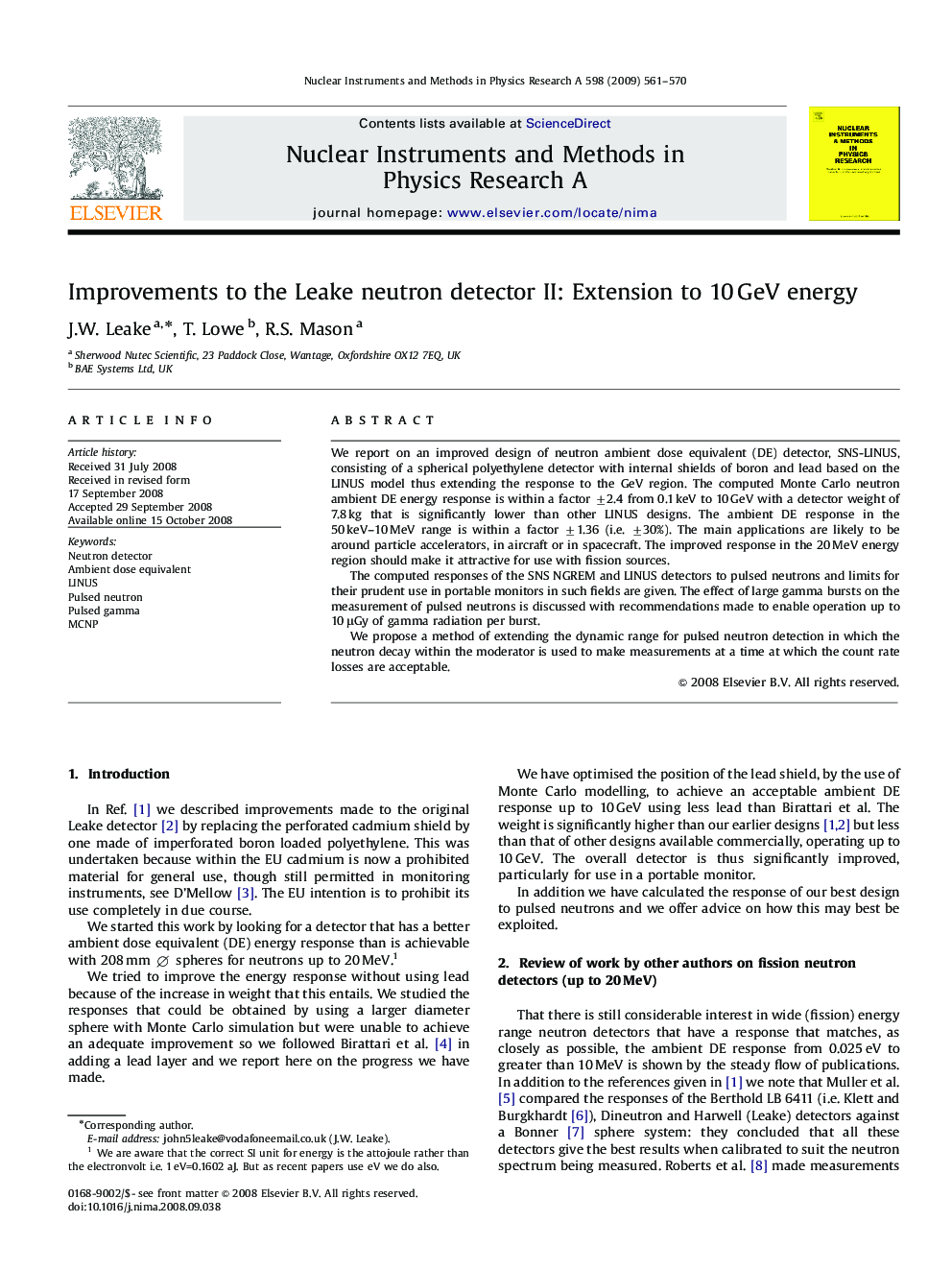 Improvements to the Leake neutron detector II: Extension to 10 GeV energy