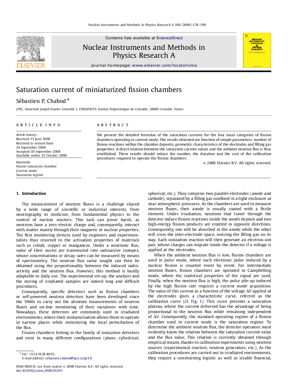 Saturation current of miniaturized fission chambers