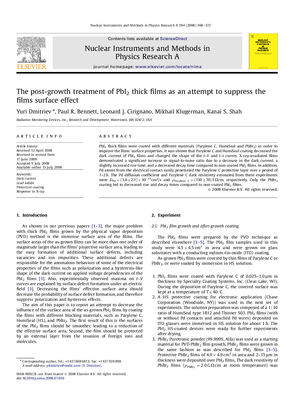 The post-growth treatment of PbI2 thick films as an attempt to suppress the films surface effect