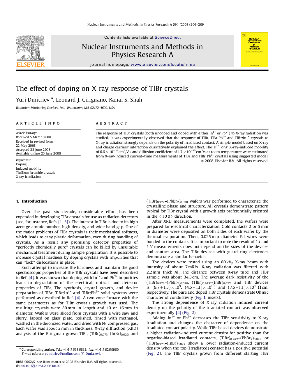 The effect of doping on X-ray response of TlBr crystals