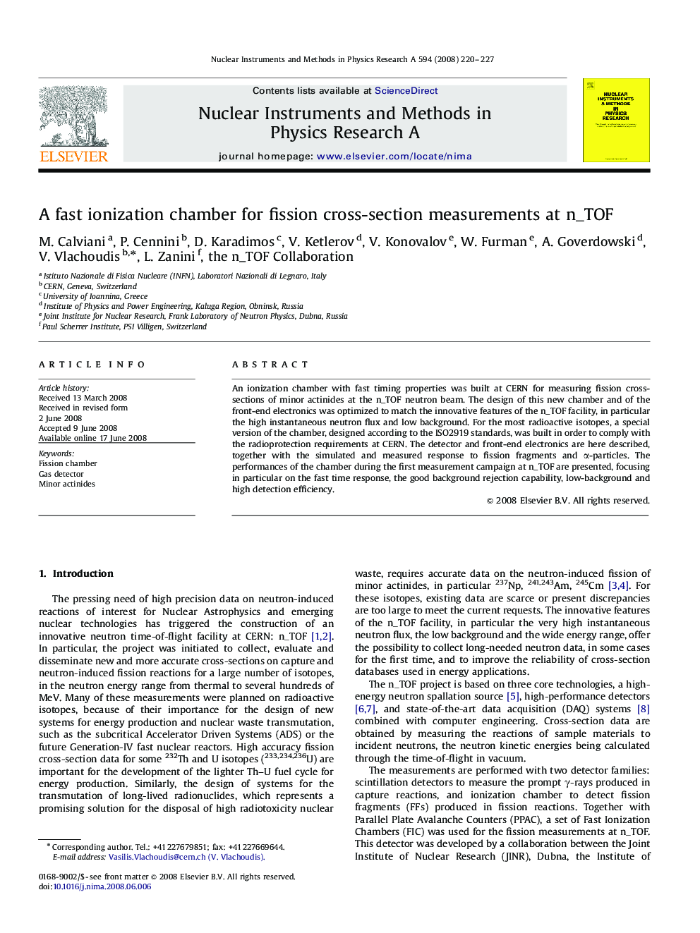 A fast ionization chamber for fission cross-section measurements at n_TOF