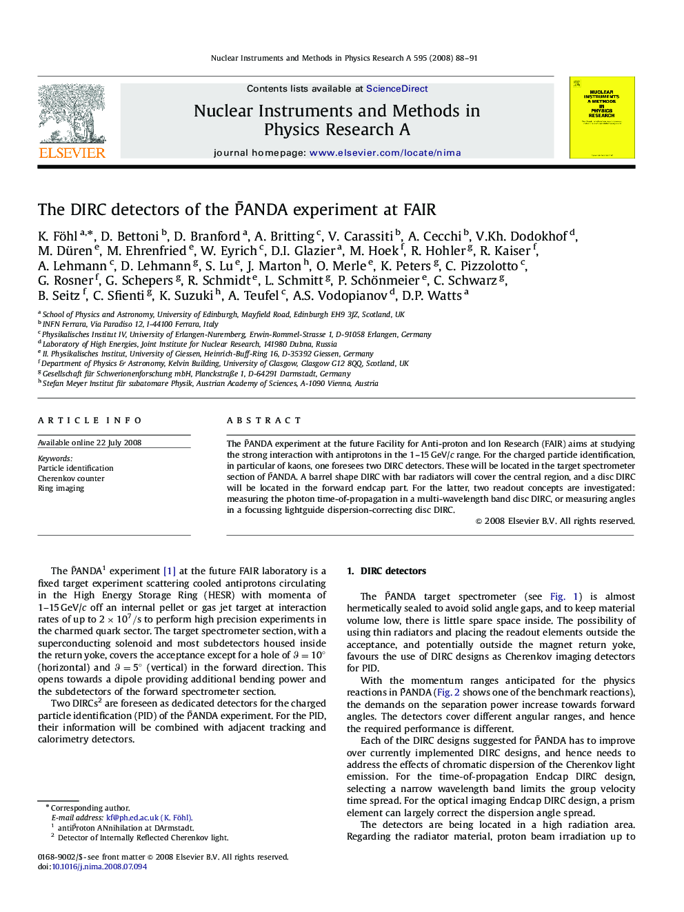 عکس صفحه اول مقاله: The DIRC detectors of the P¯ANDA experiment at FAIR The DIRC detectors of the P¯ANDA experiment at FAIR
