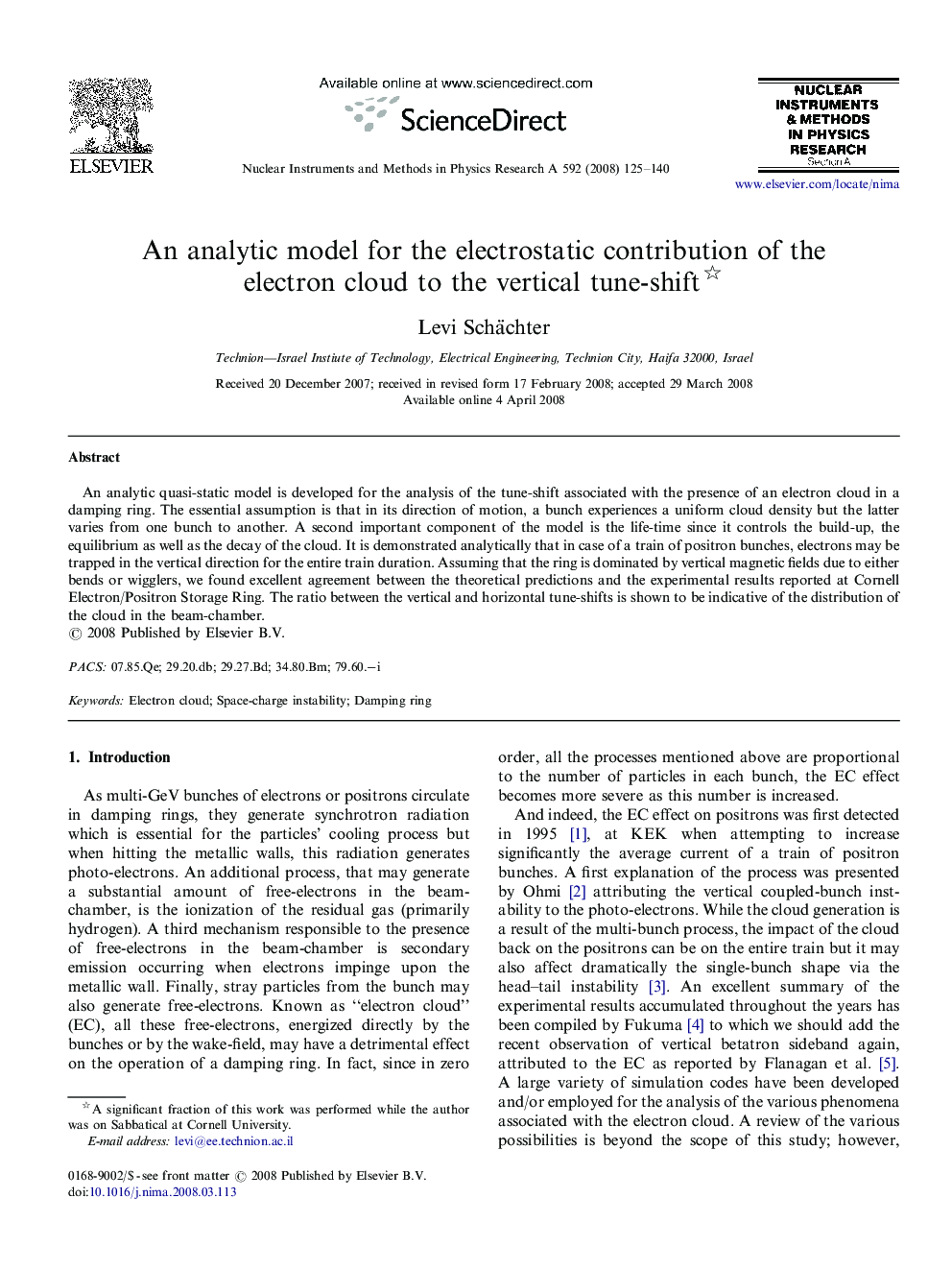 An analytic model for the electrostatic contribution of the electron cloud to the vertical tune-shift 
