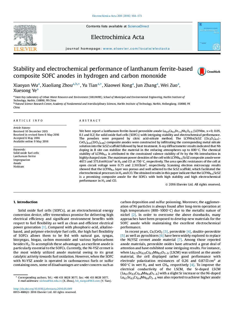 Stability and electrochemical performance of lanthanum ferrite-based composite SOFC anodes in hydrogen and carbon monoxide