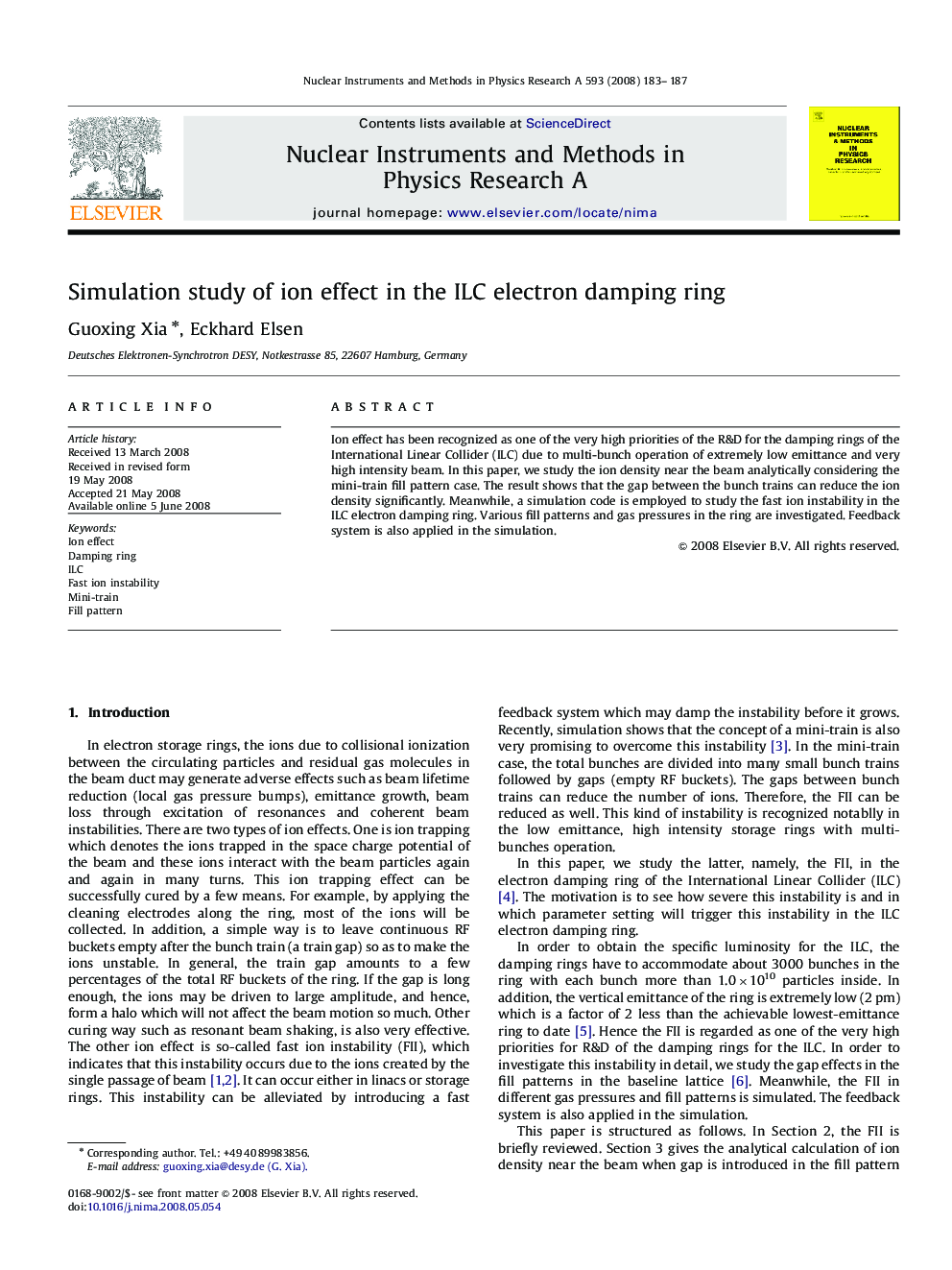 Simulation study of ion effect in the ILC electron damping ring