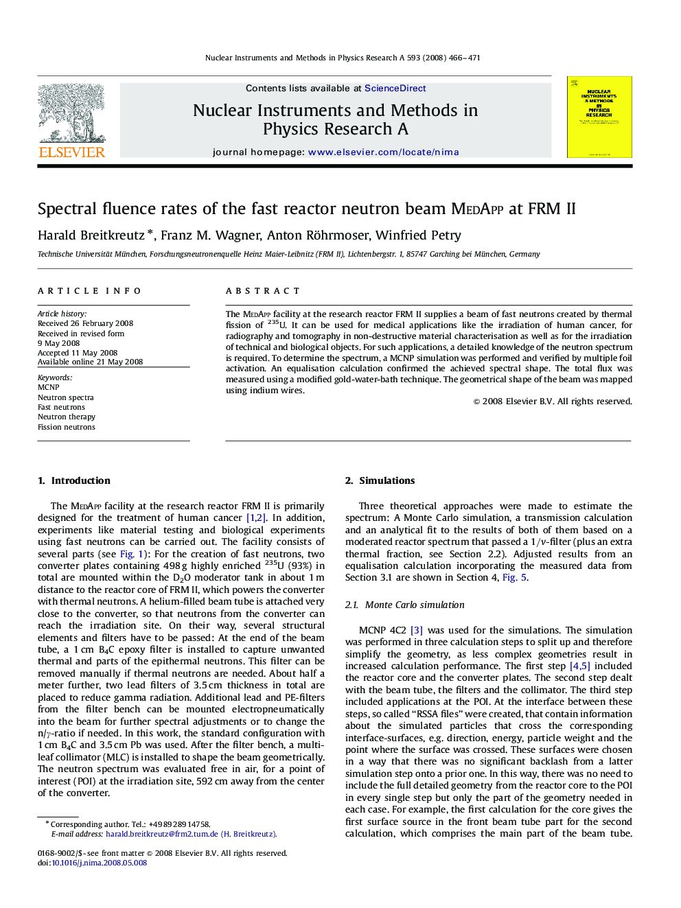 Spectral fluence rates of the fast reactor neutron beam MedApp at FRM II