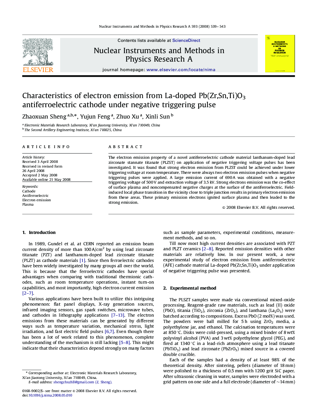 Characteristics of electron emission from La-doped Pb(Zr,Sn,Ti)O3 antiferroelectric cathode under negative triggering pulse