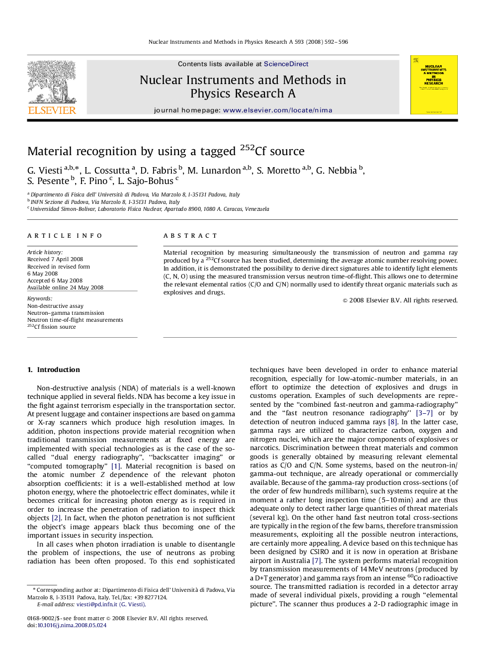 Material recognition by using a tagged 252Cf source