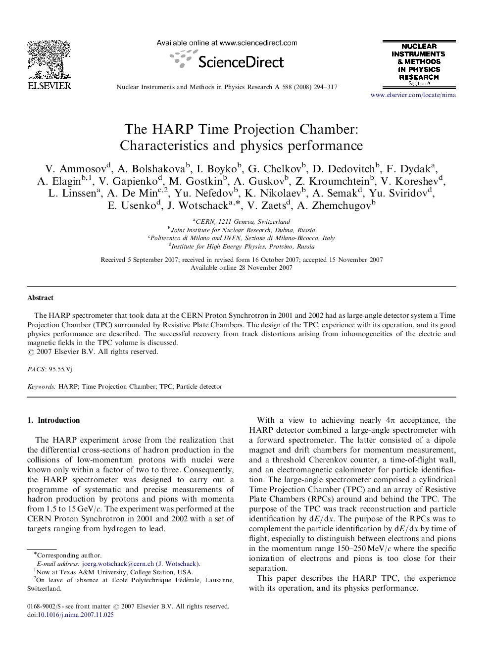 The HARP Time Projection Chamber: Characteristics and physics performance