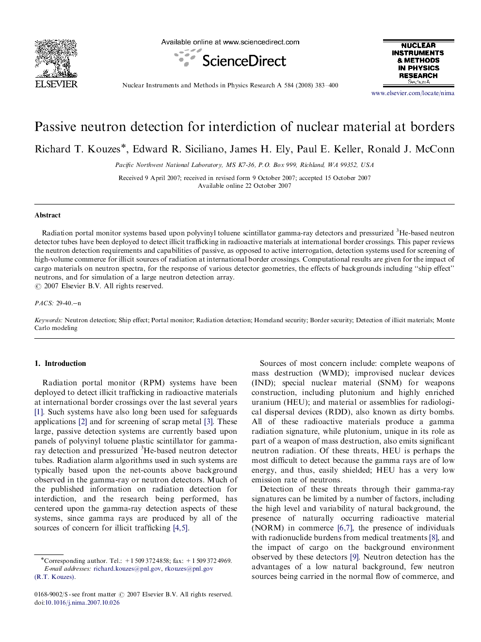 Passive neutron detection for interdiction of nuclear material at borders