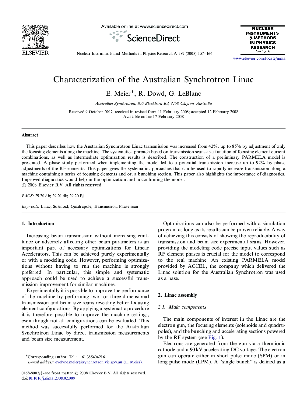 Characterization of the Australian Synchrotron Linac