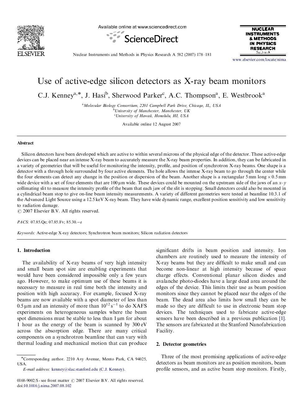 Use of active-edge silicon detectors as X-ray beam monitors