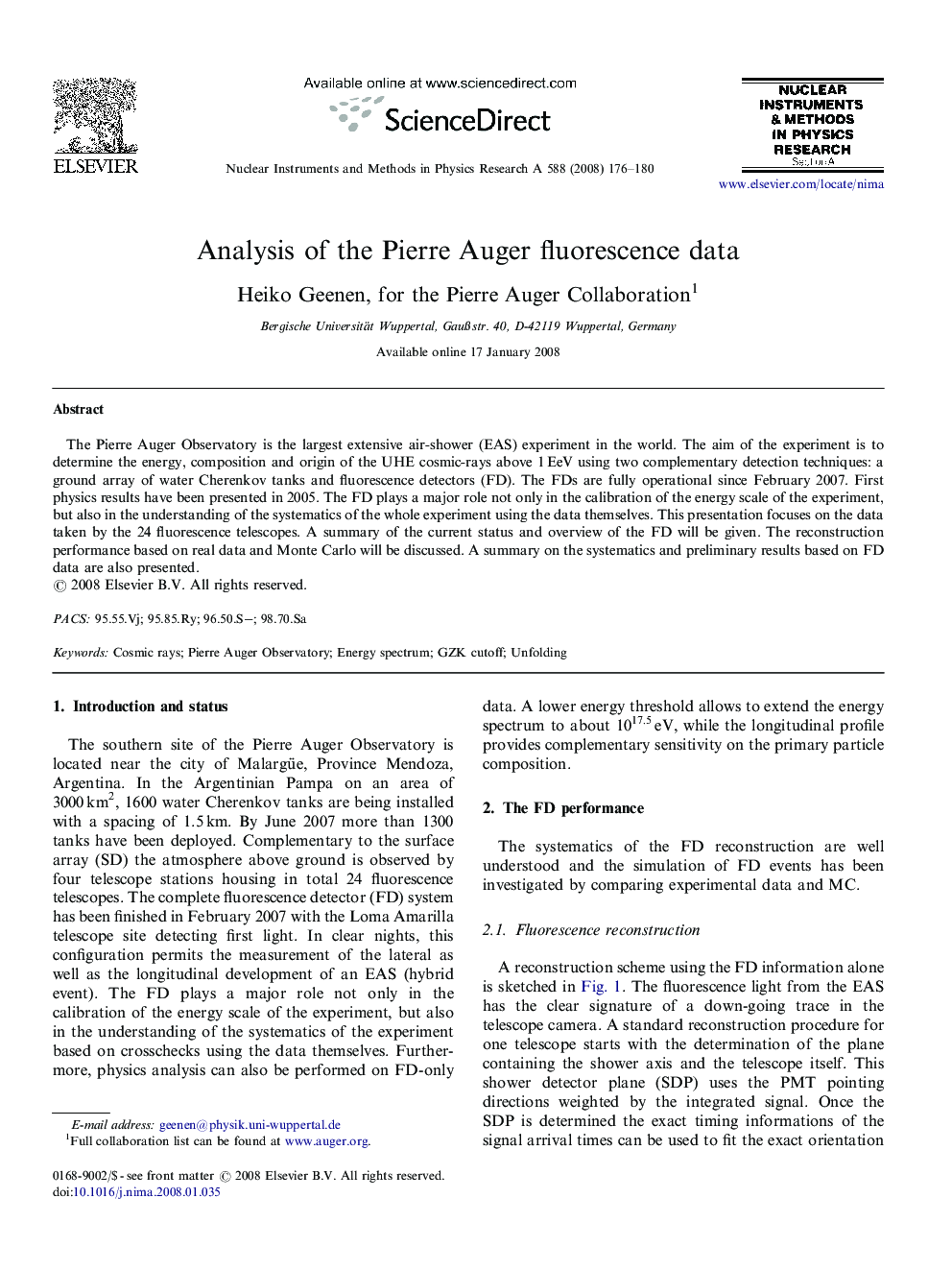 Analysis of the Pierre Auger fluorescence data