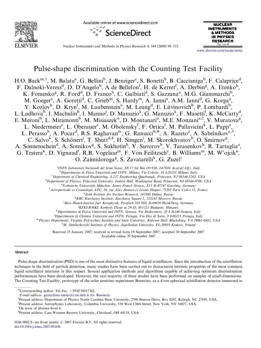 Pulse-shape discrimination with the Counting Test Facility