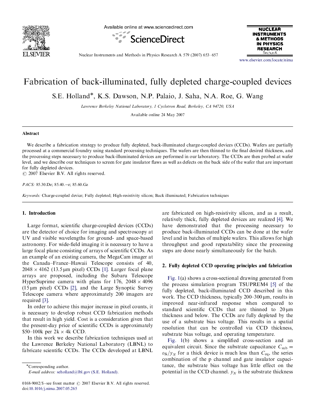 Fabrication of back-illuminated, fully depleted charge-coupled devices