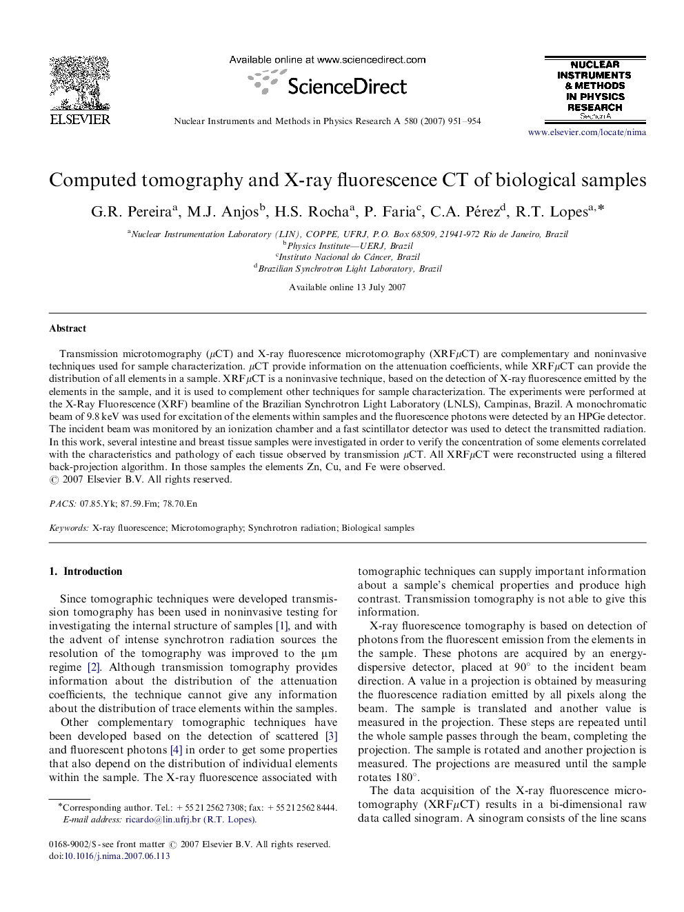 Computed tomography and X-ray fluorescence CT of biological samples