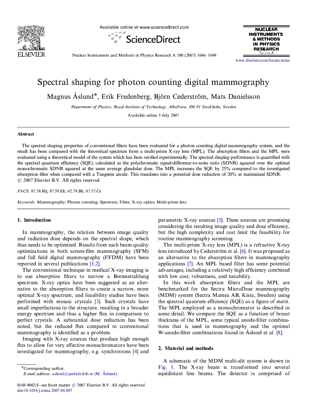 Spectral shaping for photon counting digital mammography