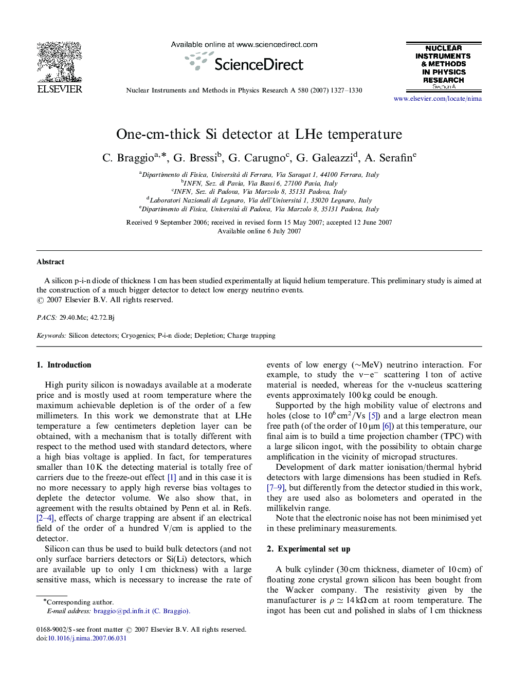 One-cm-thick Si detector at LHe temperature