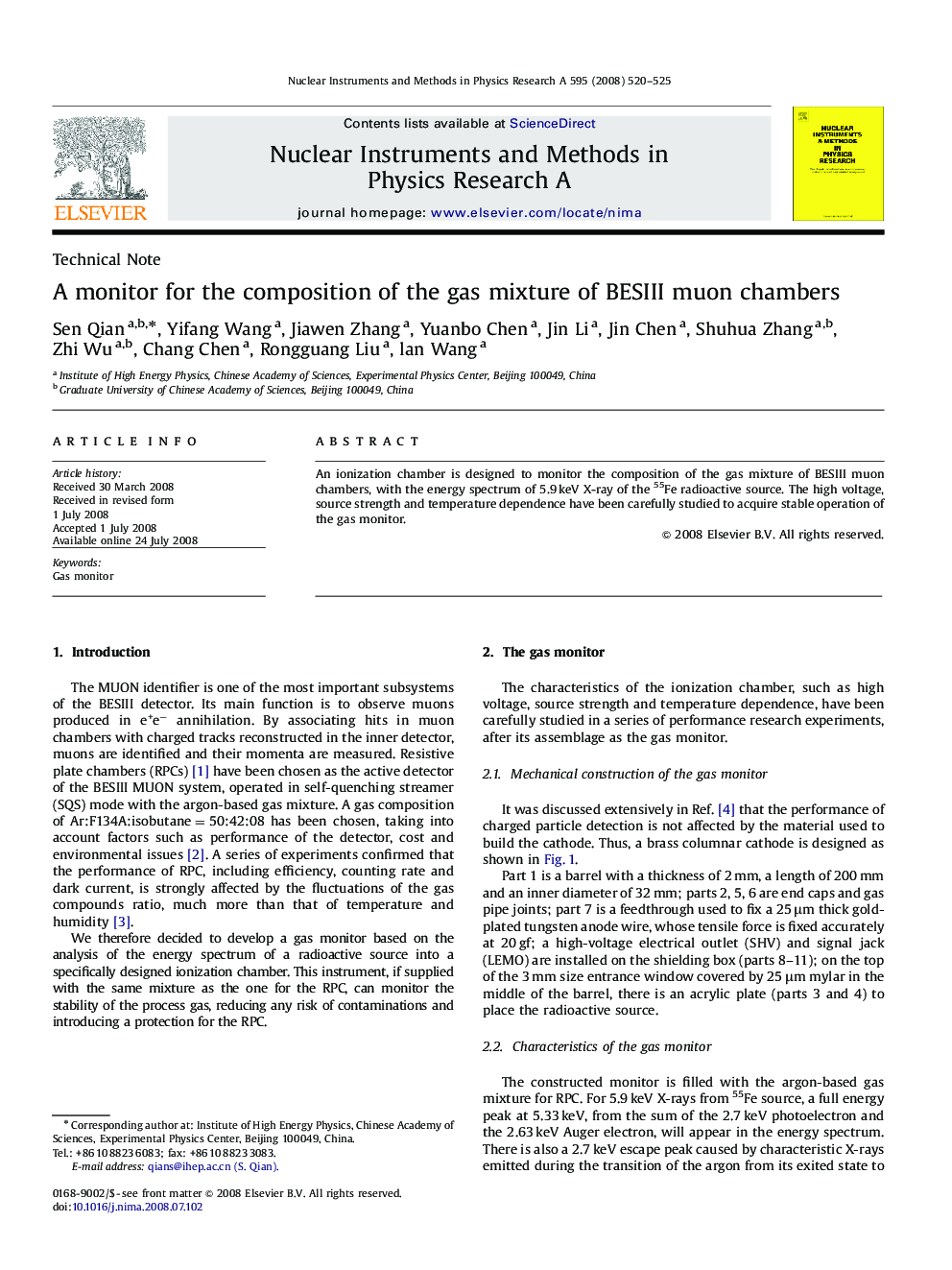 A monitor for the composition of the gas mixture of BESIII muon chambers