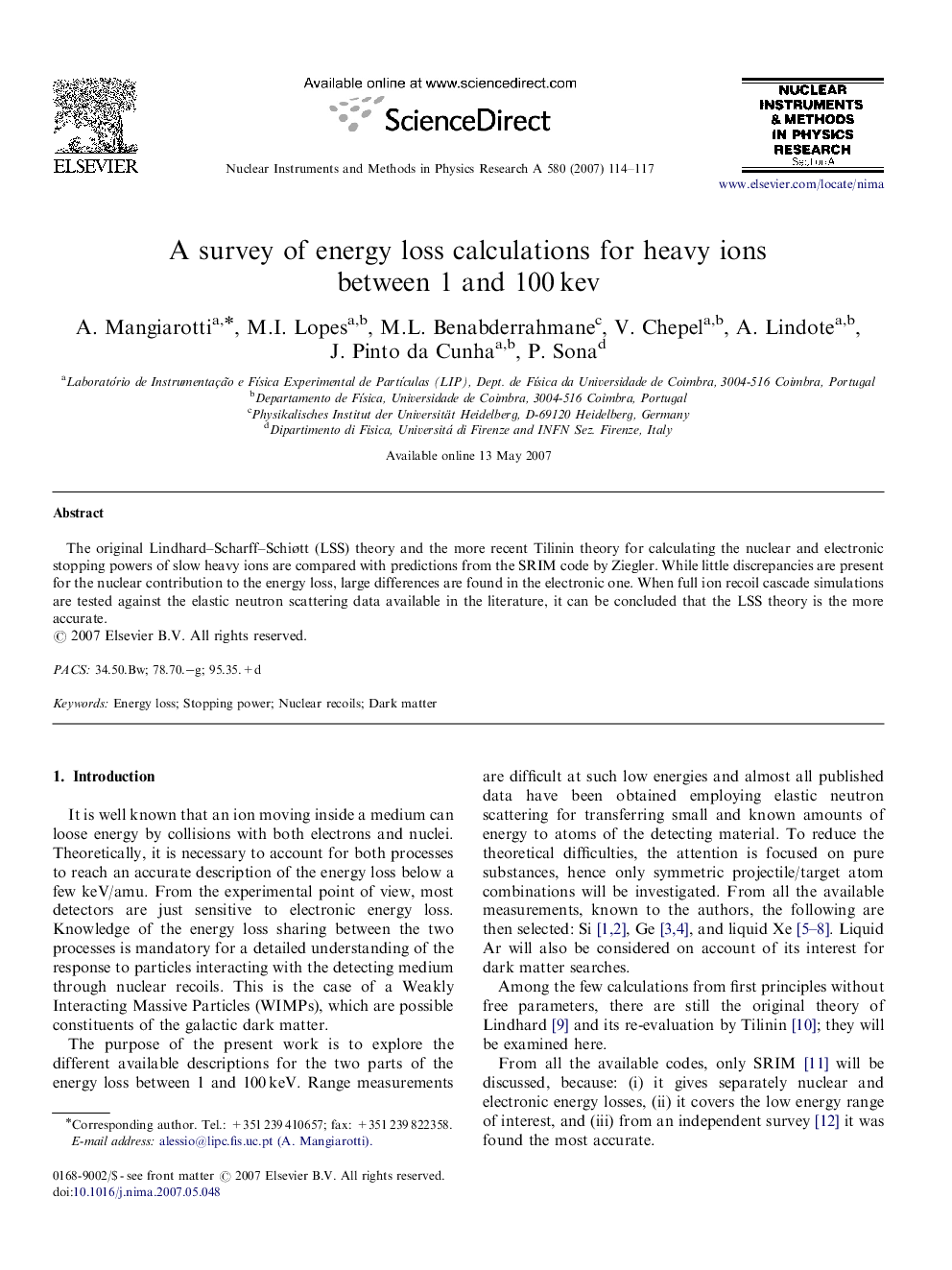 A survey of energy loss calculations for heavy ions between 1 and 100 kev