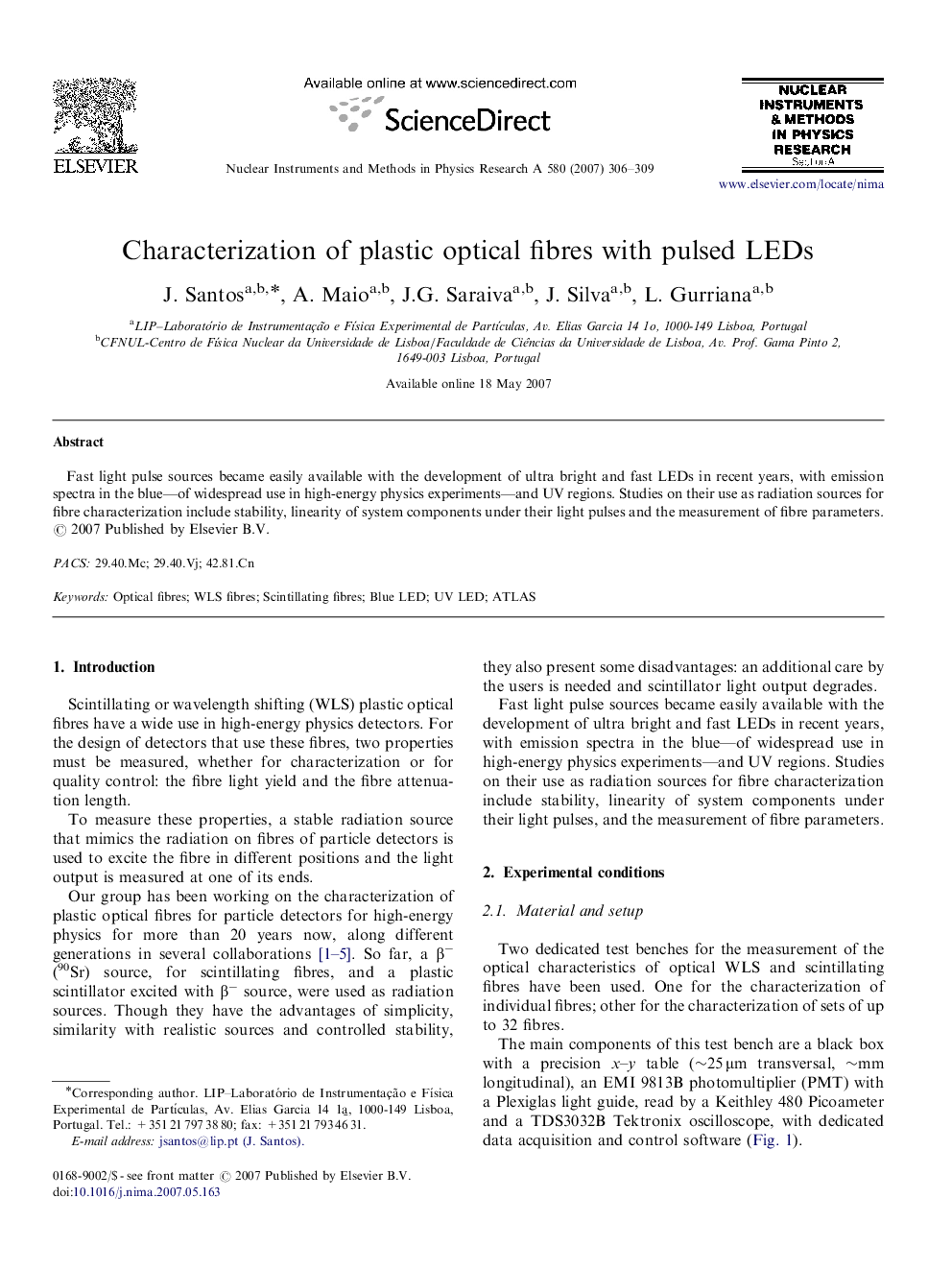 Characterization of plastic optical fibres with pulsed LEDs