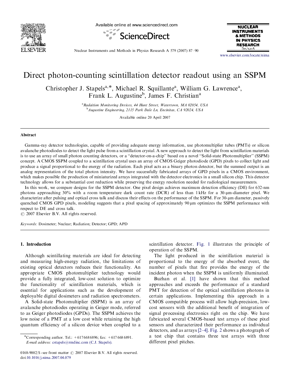 Direct photon-counting scintillation detector readout using an SSPM