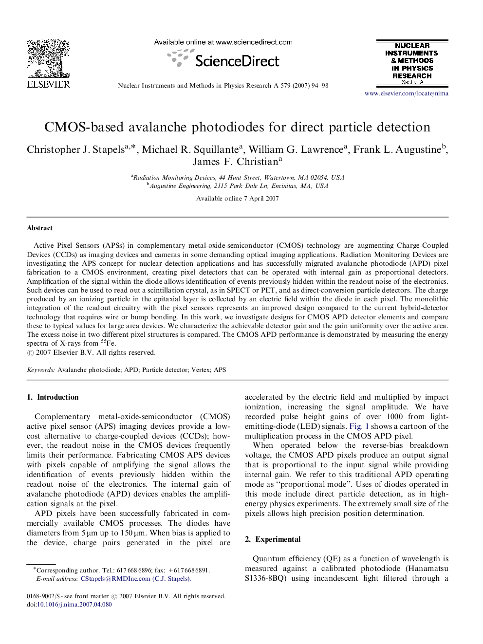 CMOS-based avalanche photodiodes for direct particle detection