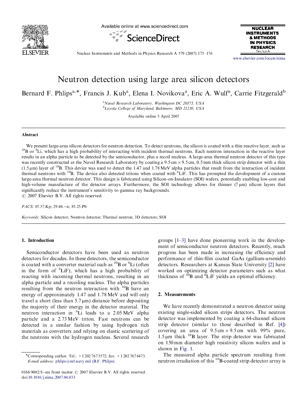 Neutron detection using large area silicon detectors