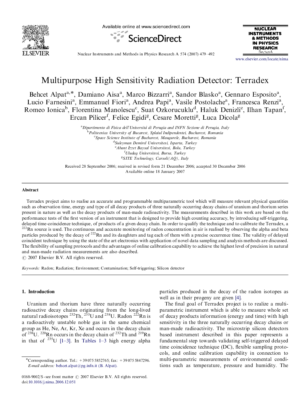 Multipurpose High Sensitivity Radiation Detector: Terradex