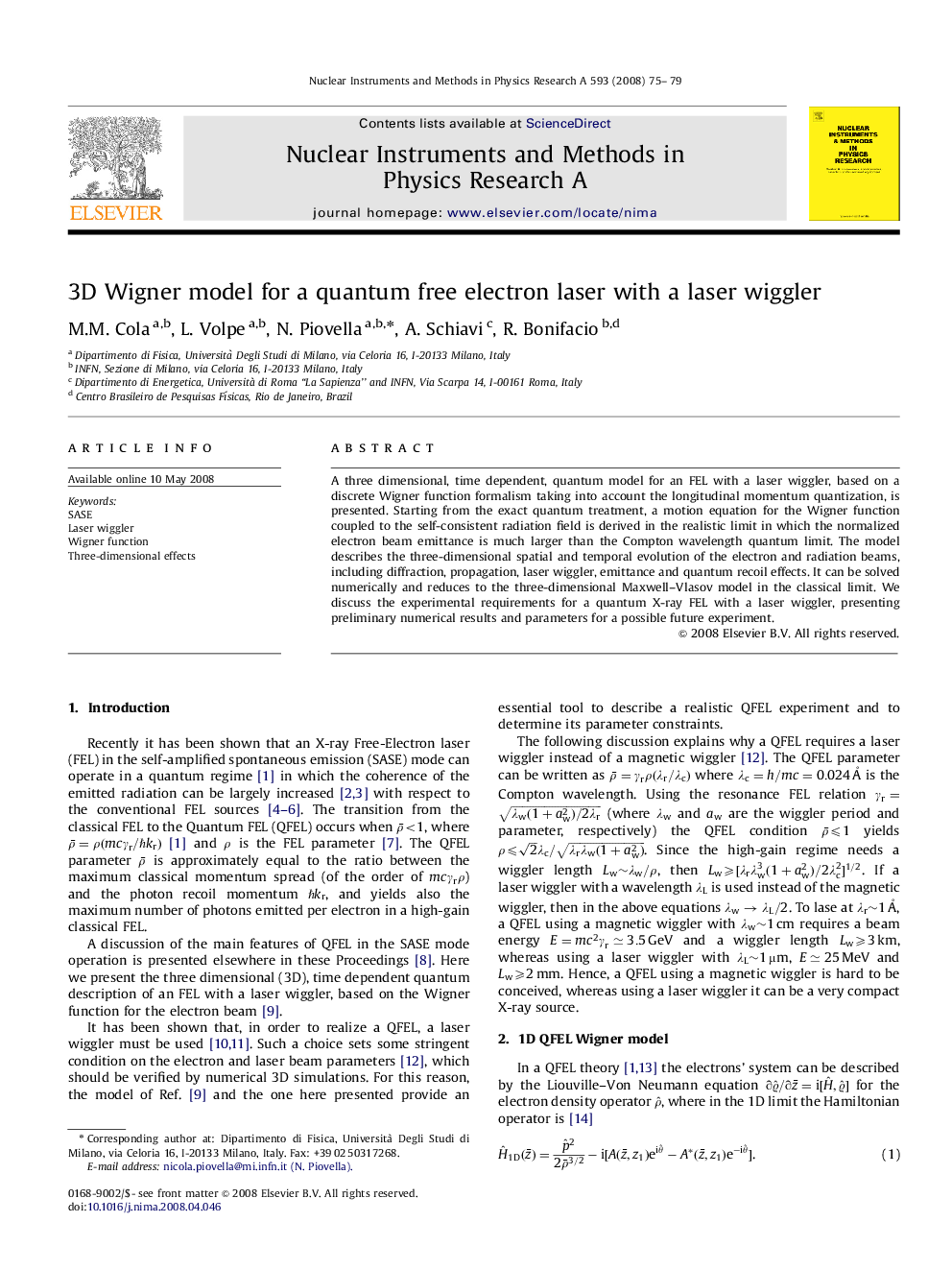 3D Wigner model for a quantum free electron laser with a laser wiggler