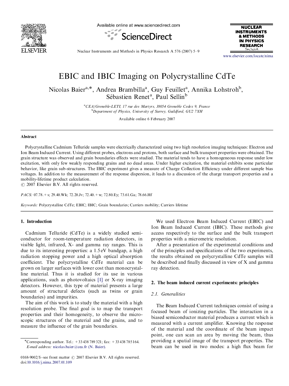 EBIC and IBIC Imaging on Polycrystalline CdTe