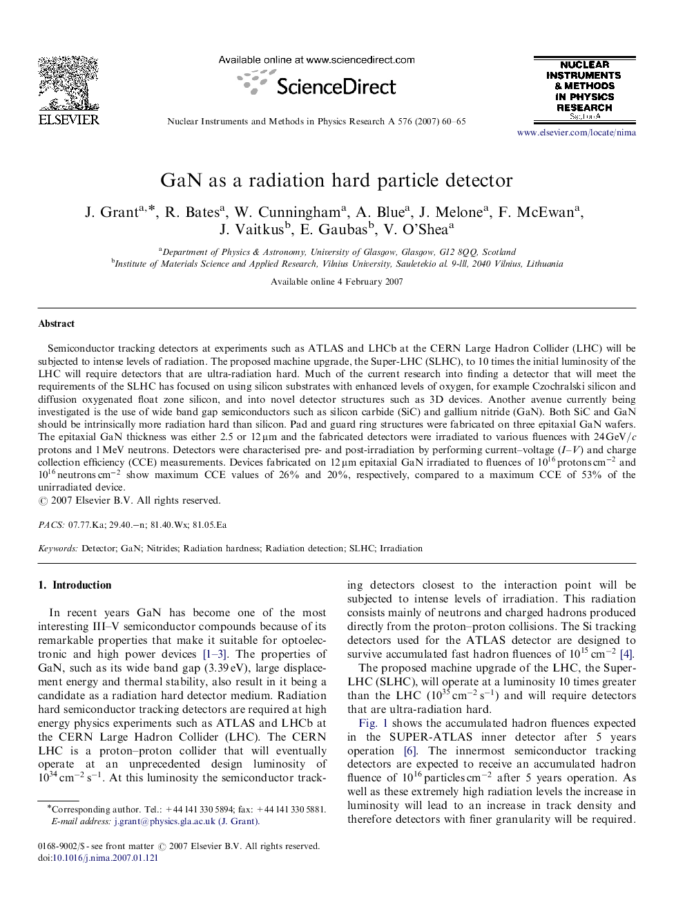 GaN as a radiation hard particle detector