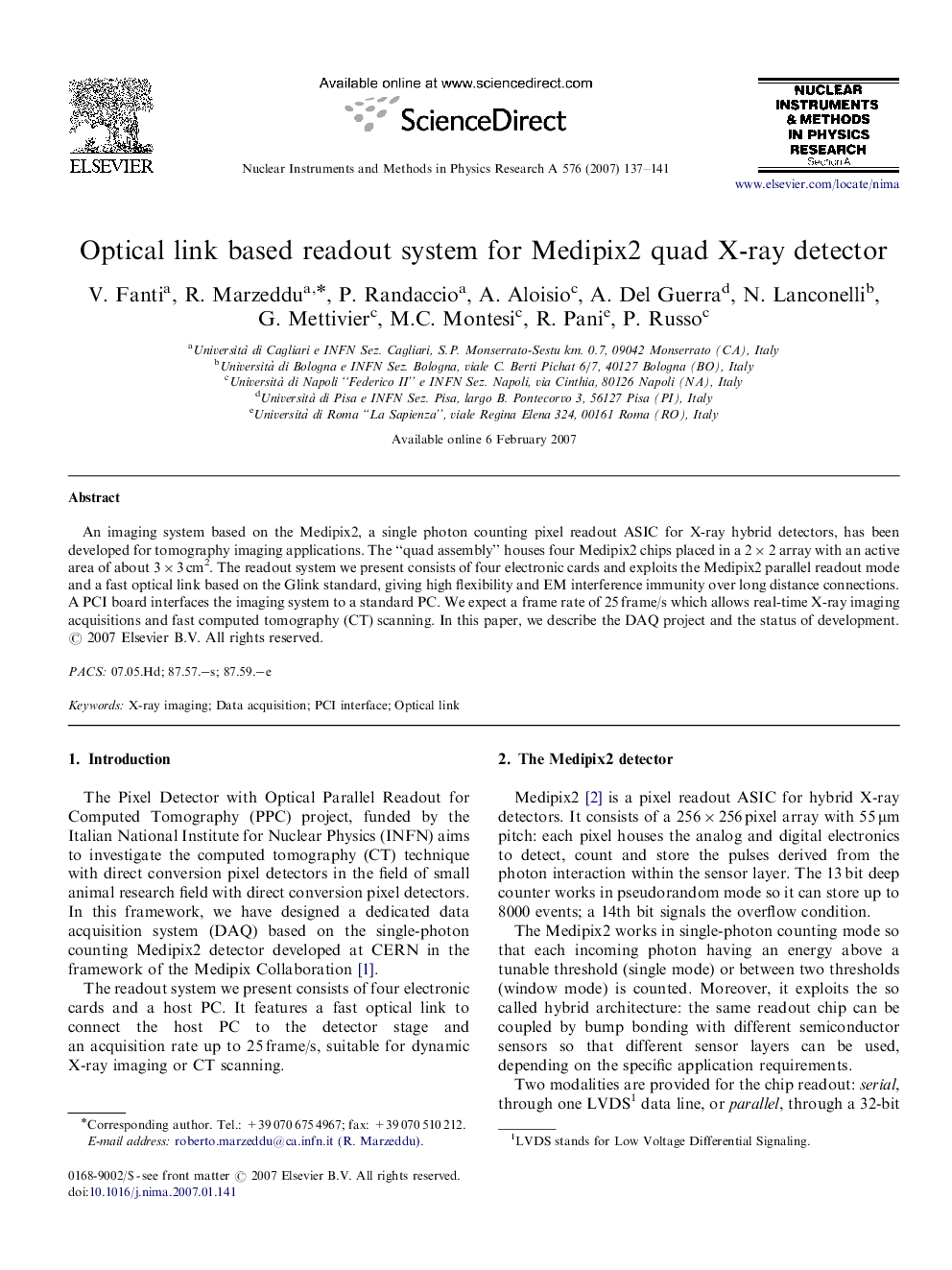 Optical link based readout system for Medipix2 quad X-ray detector