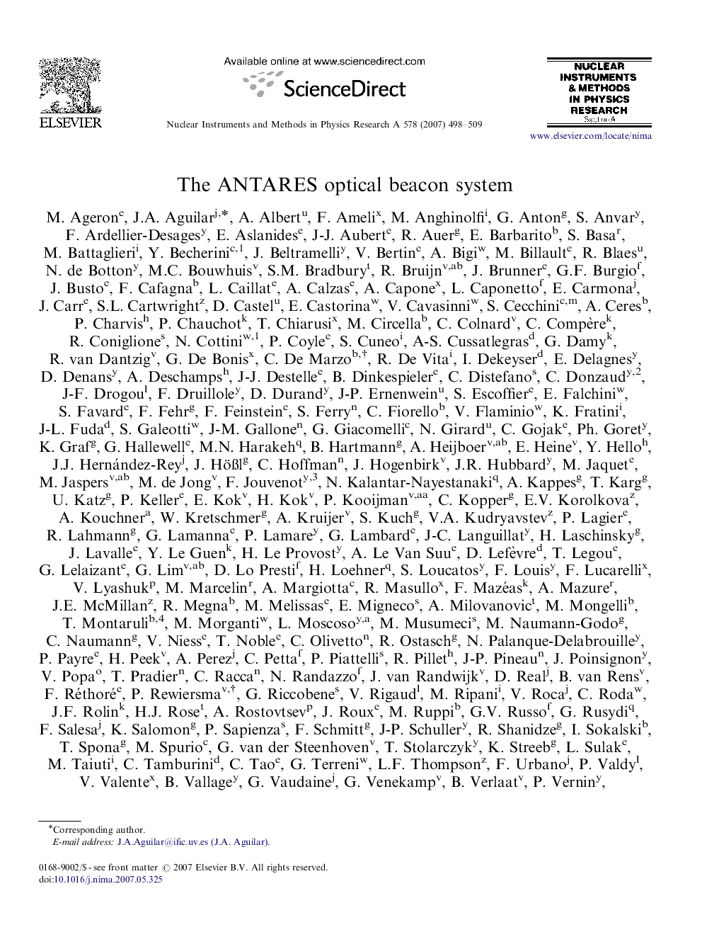 The ANTARES optical beacon system