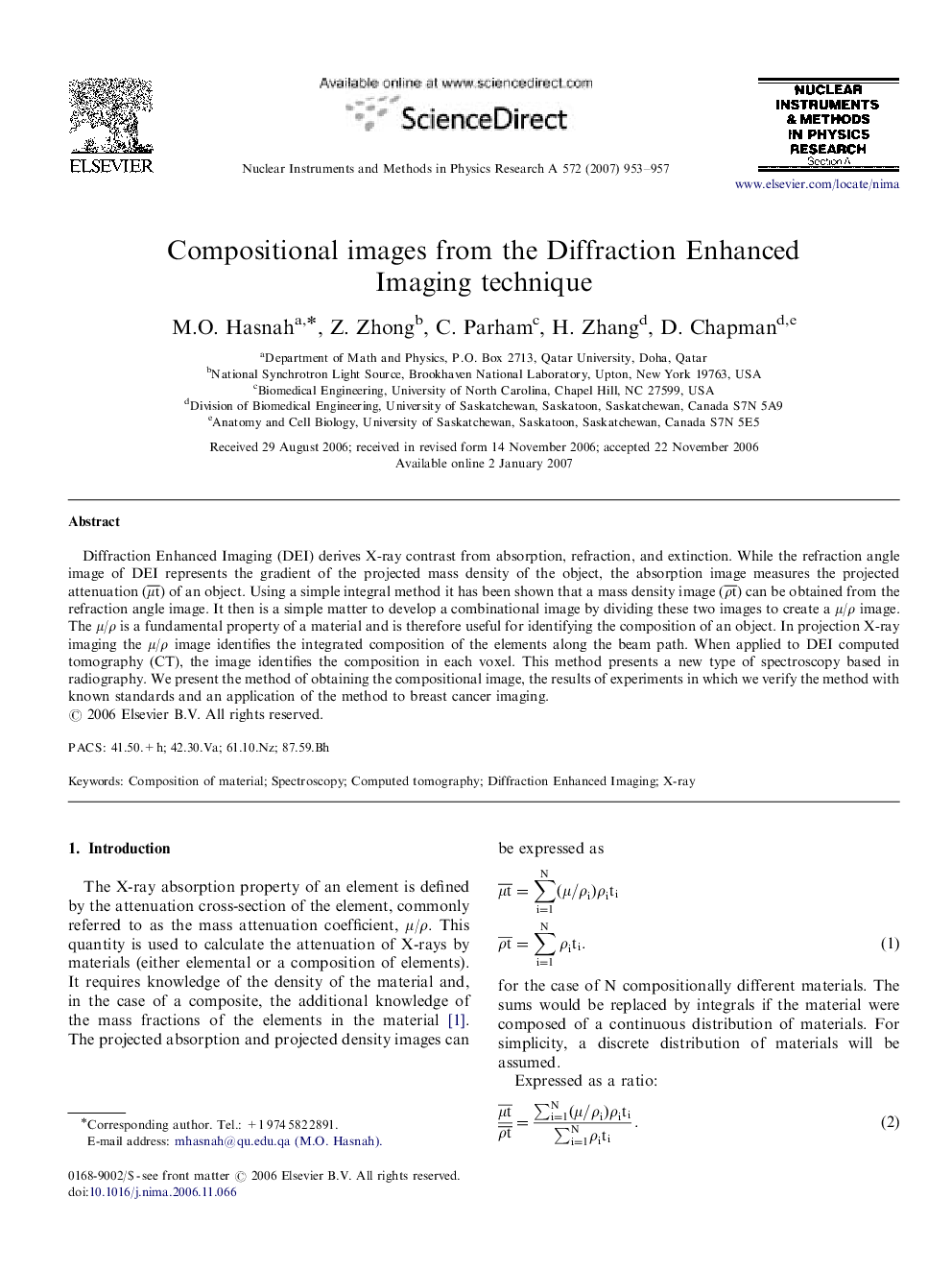 Compositional images from the Diffraction Enhanced Imaging technique