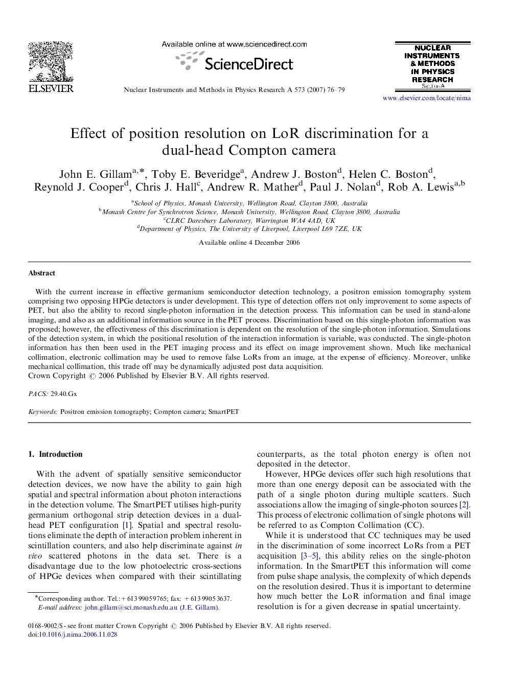 Effect of position resolution on LoR discrimination for a dual-head Compton camera