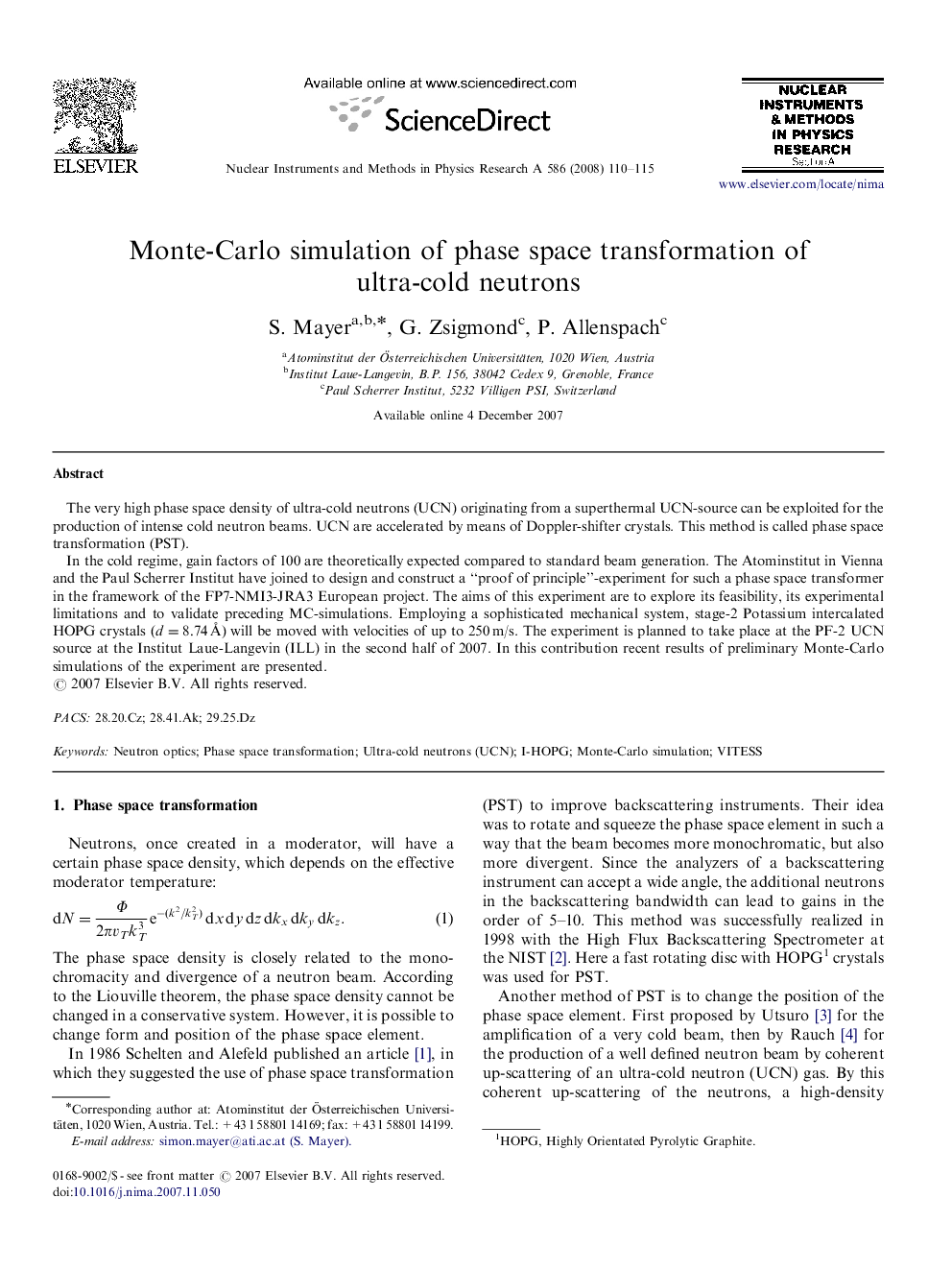 Monte-Carlo simulation of phase space transformation of ultra-cold neutrons