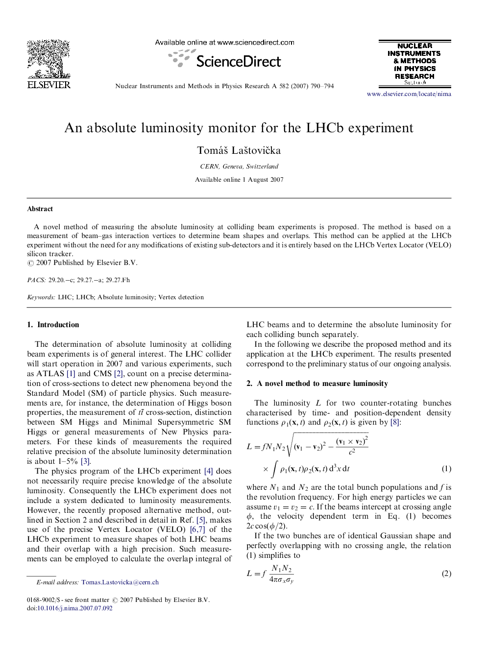 An absolute luminosity monitor for the LHCb experiment