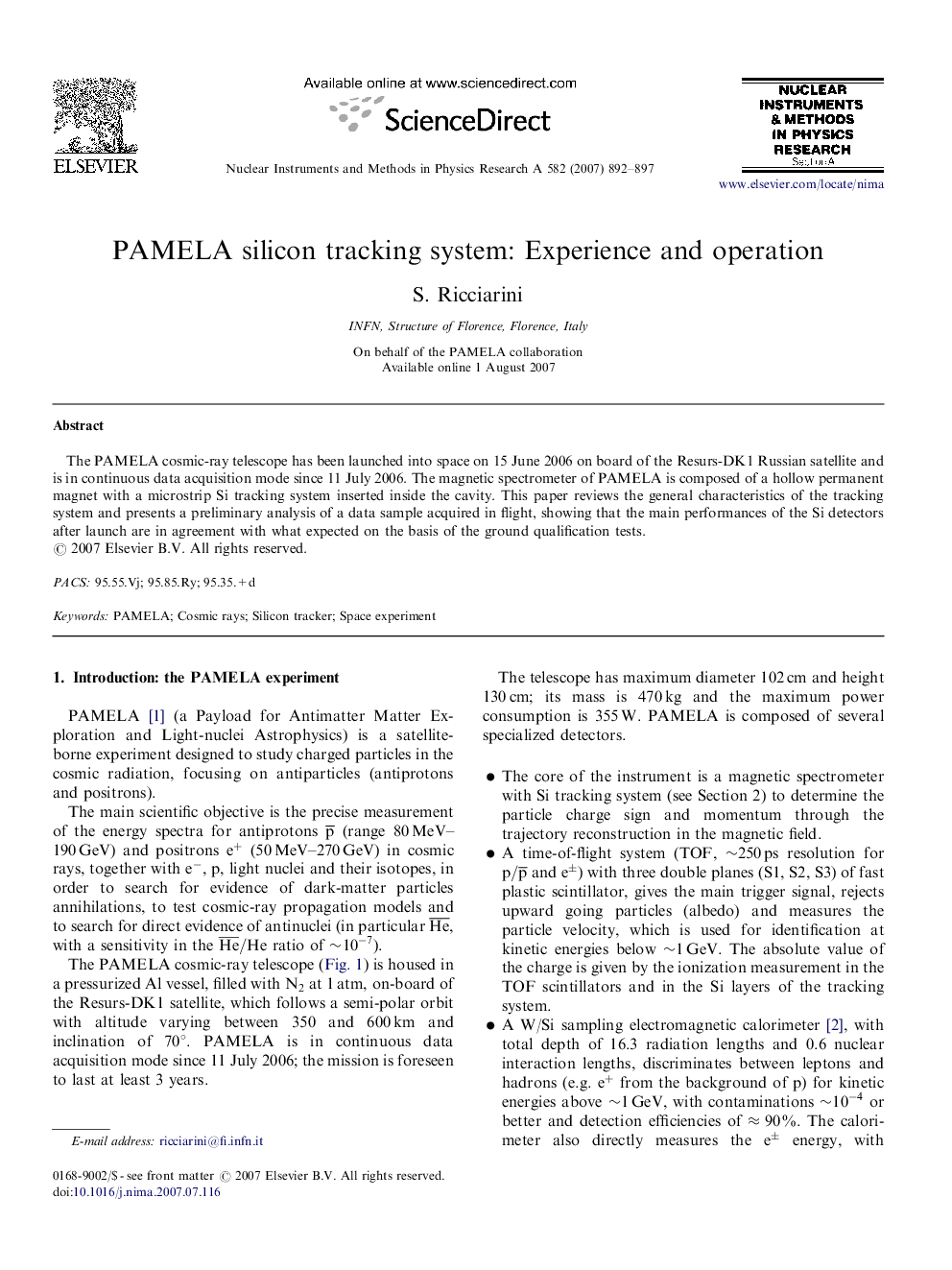 PAMELA silicon tracking system: Experience and operation