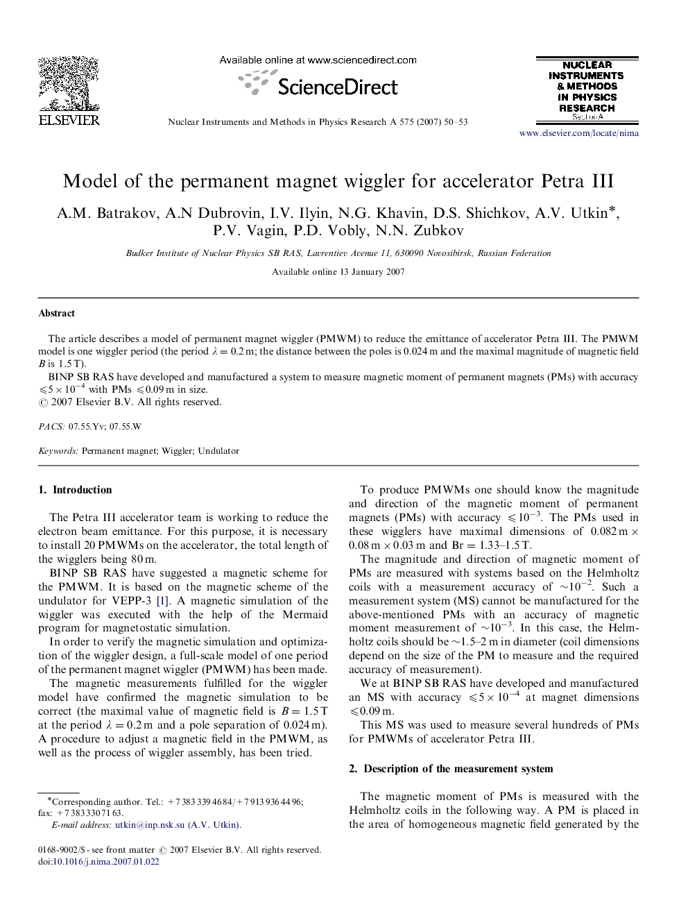 Model of the permanent magnet wiggler for accelerator Petra III